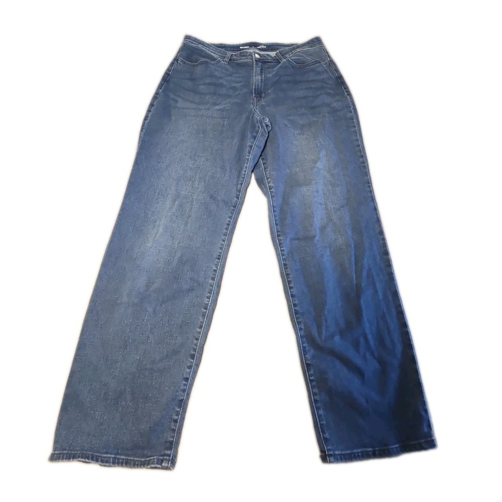 Old Navy High Rise Wow Loose Jeans Womens Size 16 Blue Denim Wide Leg Stretch
